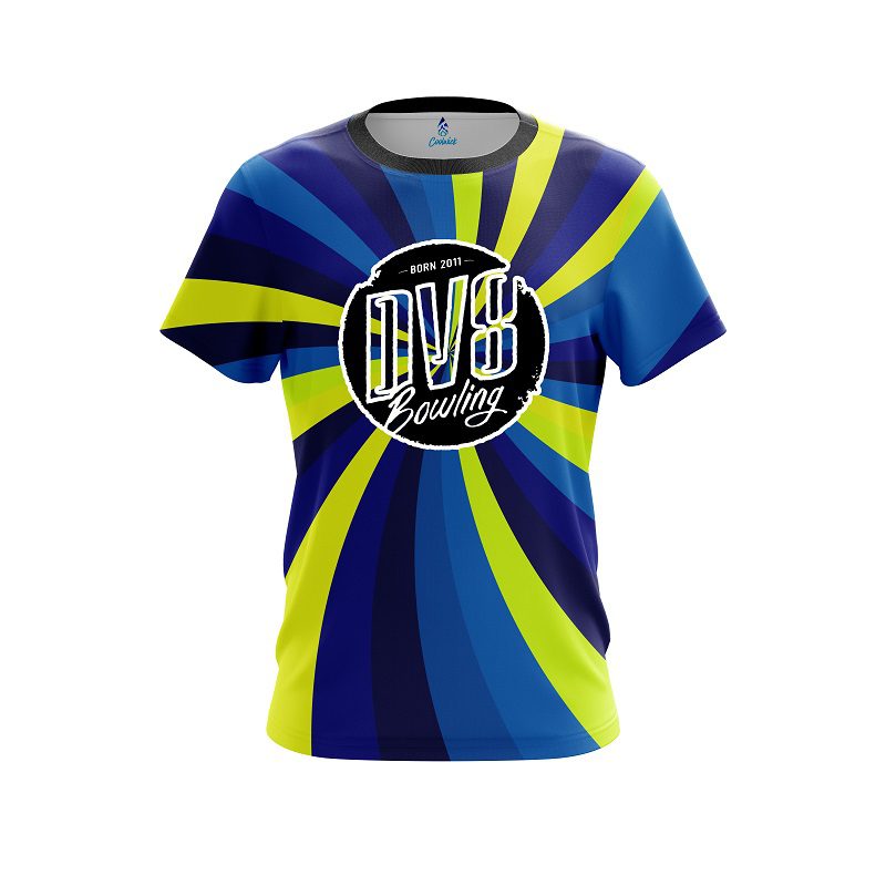 DV8 Blue And Yellow Color Swirl CoolWick Bowling Jersey