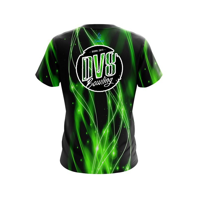 DV8 Green Spiral Waves CoolWick Bowling Jersey - Image 2