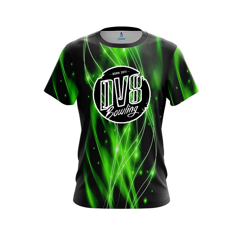 DV8 Green Spiral Waves CoolWick Bowling Jersey