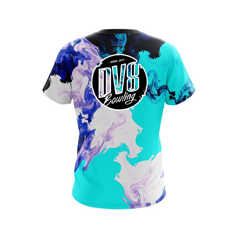 DV8 Liquid Marble Purple And Blue CoolWick Bowling Jersey - Image 2