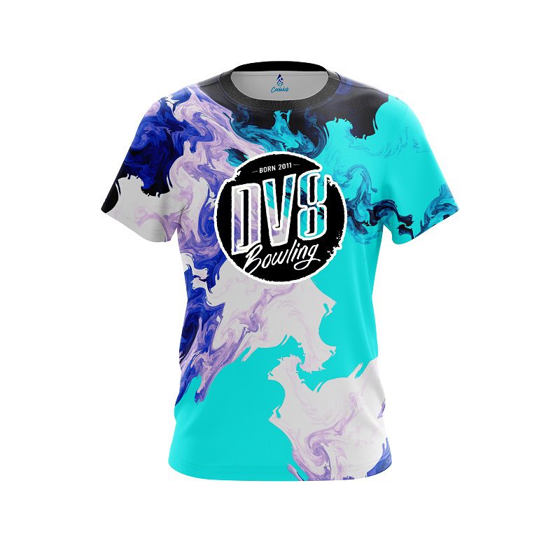 DV8 Liquid Marble Purple And Blue CoolWick Bowling Jersey