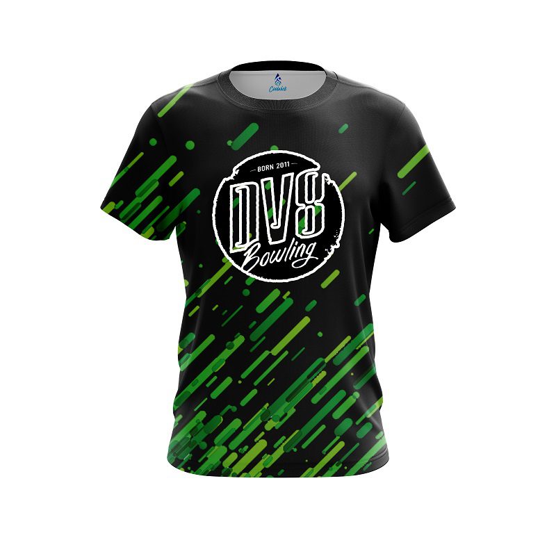 DV8 Modern Green Stripe CoolWick Bowling Jersey