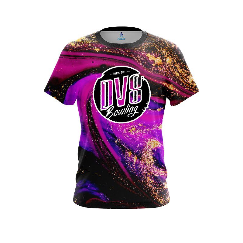 DV8 Magenta Gold Liquid Marble CoolWick Bowling Jersey