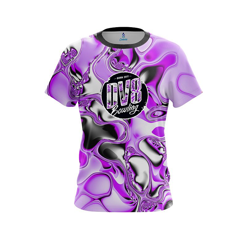 DV8 Purple And White Liquid Canvas CoolWick Bowling Jersey