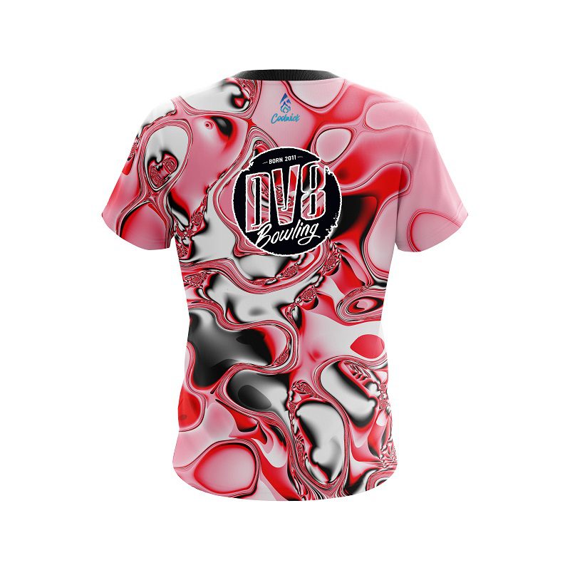DV8 Red And White Liquid Canvas CoolWick Bowling Jersey - Image 2