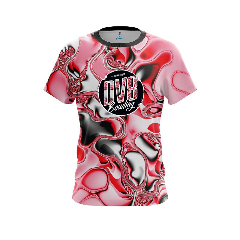 DV8 Red And White Liquid Canvas CoolWick Bowling Jersey