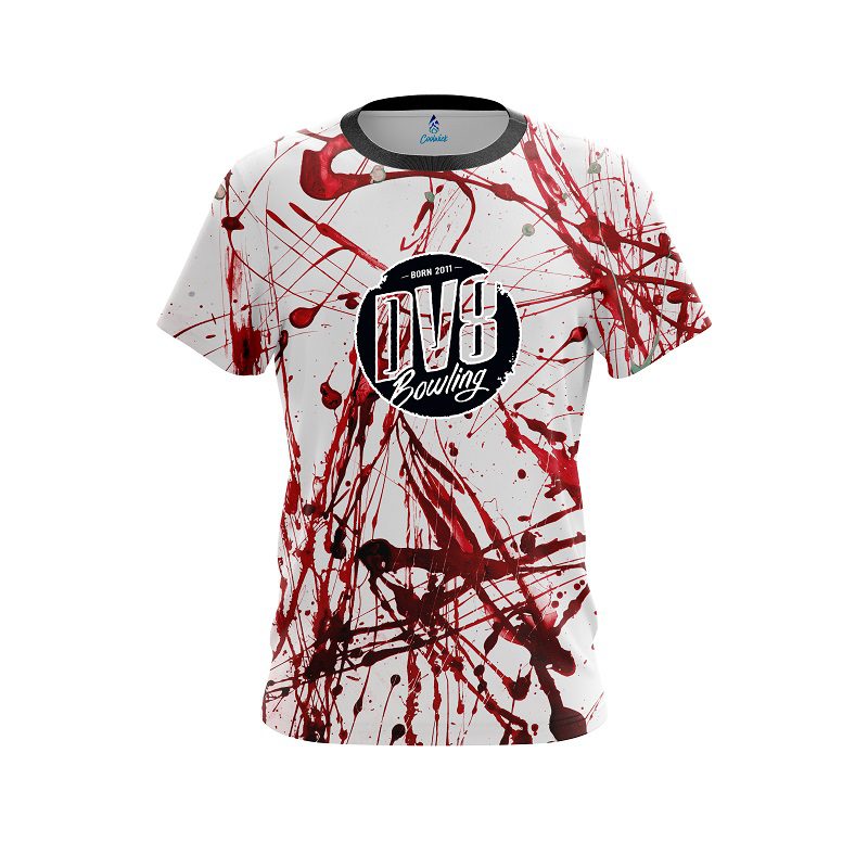 DV8 Red Paint Splash CoolWick Bowling Jersey