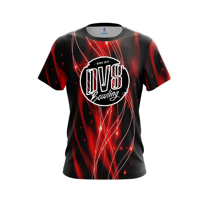 DV8 Red Spiral Waves CoolWick Bowling Jersey