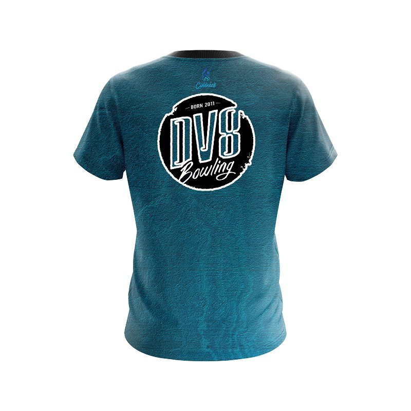 DV8 Teal Grunge Canvas CoolWick Bowling Jersey - Image 2
