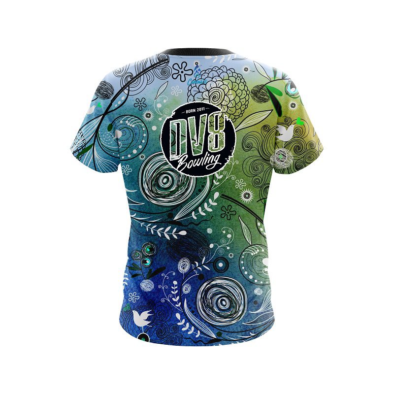 DV8 Watercolor Floral Art CoolWick Bowling Jersey - Image 2