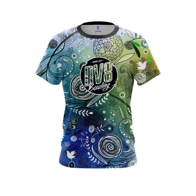 DV8 Watercolor Floral Art CoolWick Bowling Jersey