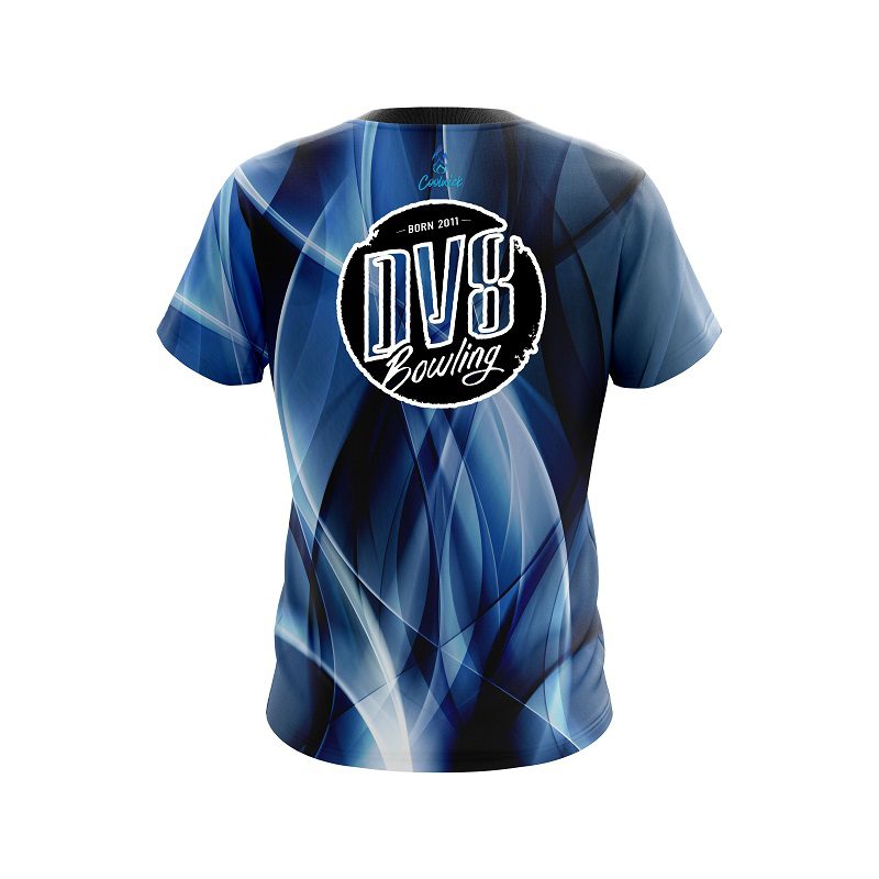 DV8 Wavy Blue Swirl CoolWick Bowling Jersey - Image 2