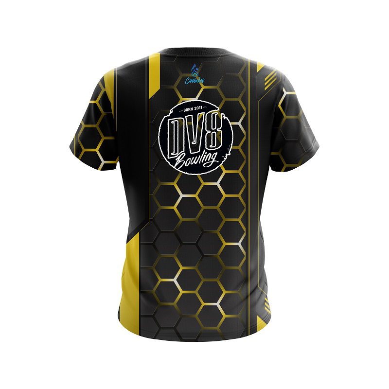 DV8 Yellow Steel Comb CoolWick Bowling Jersey - Image 2