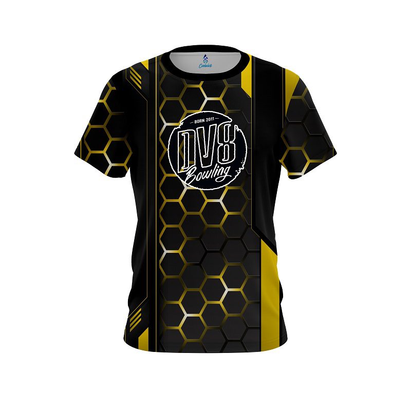 DV8 Yellow Steel Comb CoolWick Bowling Jersey