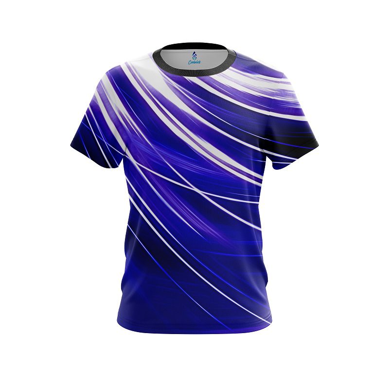 Plain Deep Blue Stripes CoolWick Bowling Jersey