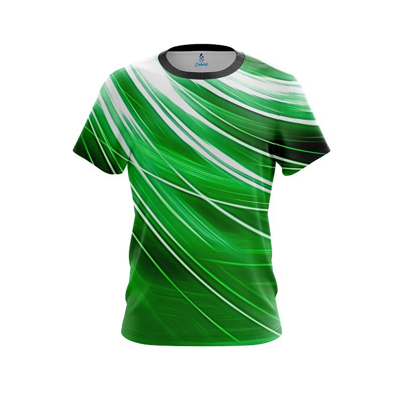 Plain Deep Green Stripes CoolWick Bowling Jersey
