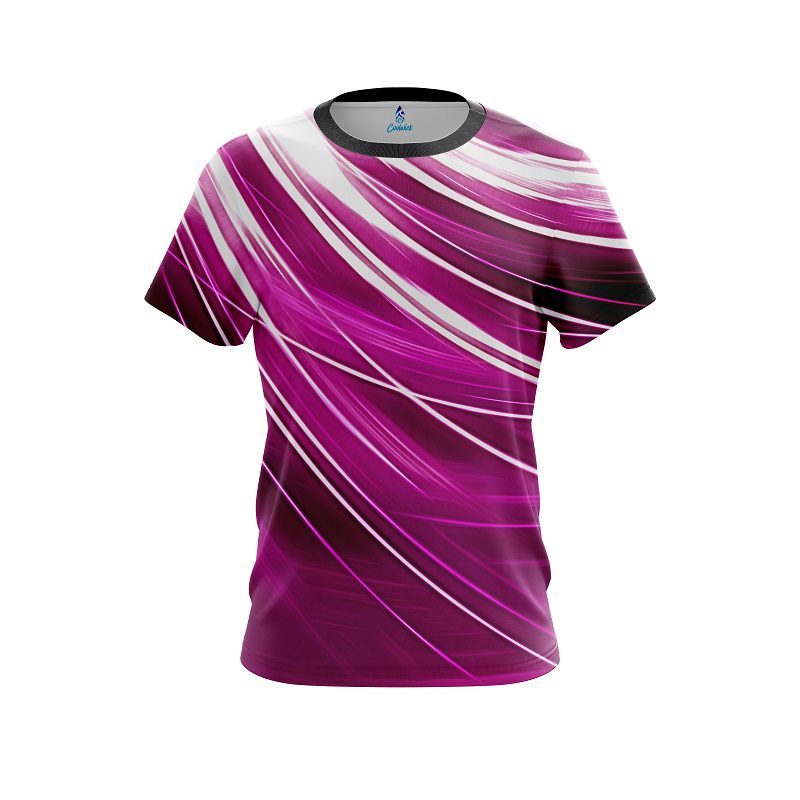 Plain Deep Pink Stripes CoolWick Bowling Jersey