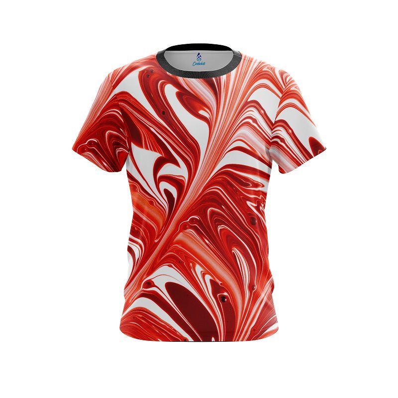 Plain Deep Red Liquid Swirls CoolWick Bowling Jersey