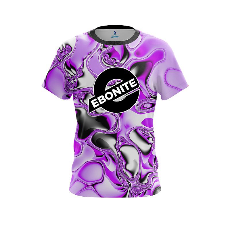 Ebonite Purple And White Liquid Canvas CoolWick Bowling Jersey