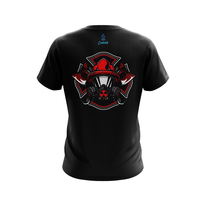 Plain Firefighter gas Mask CoolWick Bowling Jersey - Image 2