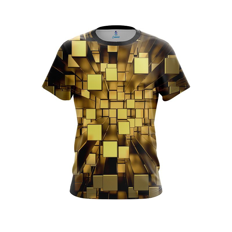 Plain Gold Block Burst CoolWick Bowling Jersey