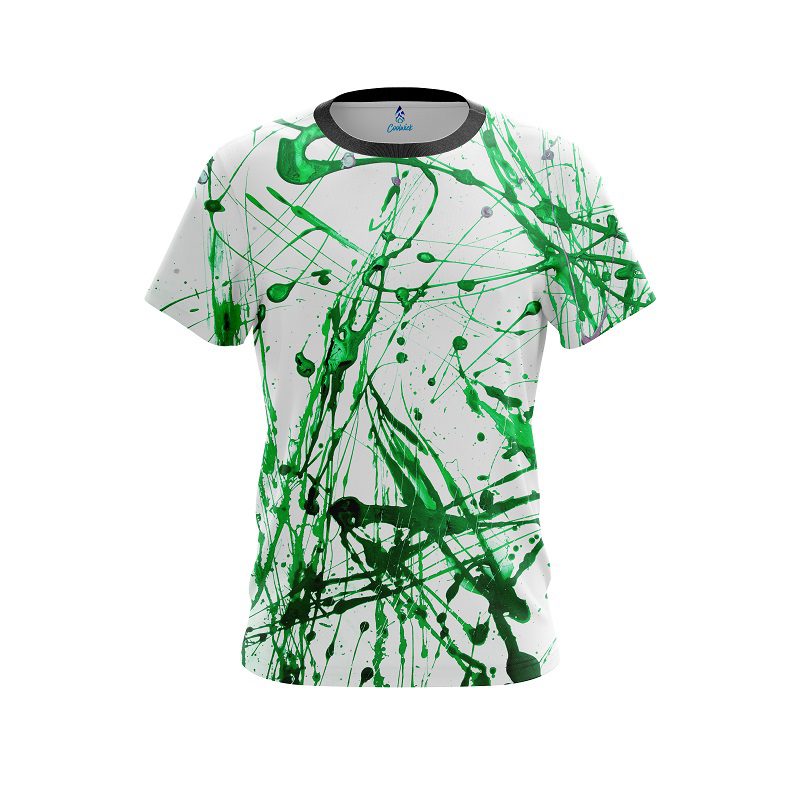 Plain Green Paint Splash CoolWick Bowling Jersey