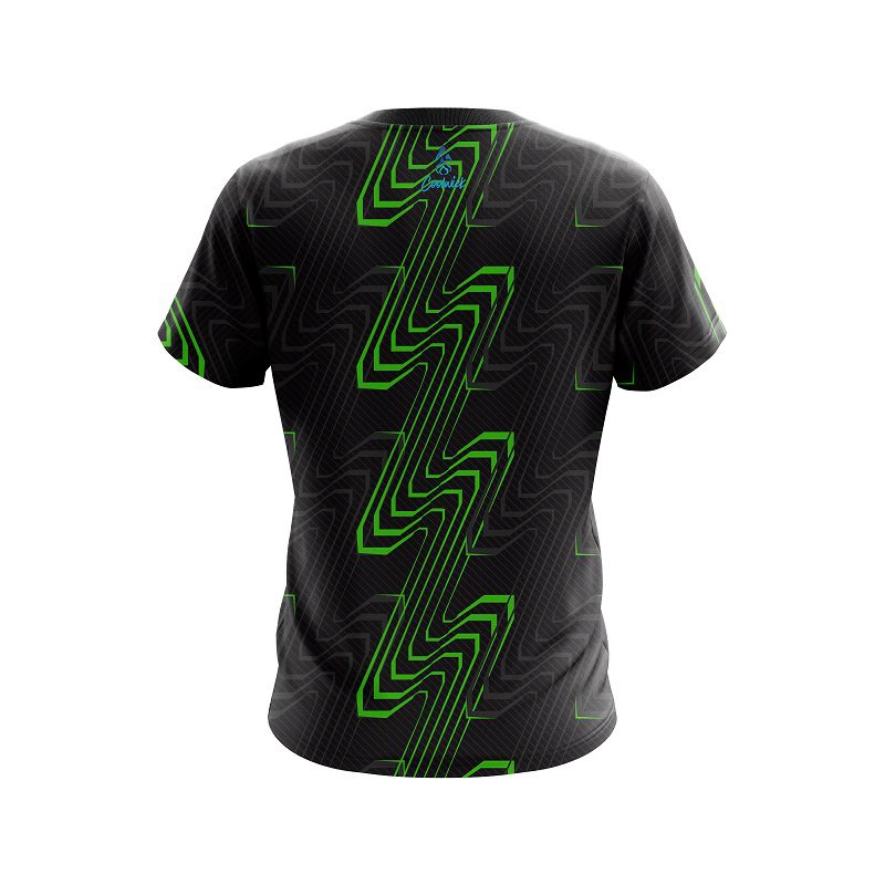 Plain Halftone Extreme Green CoolWick Bowling Jersey - Image 2