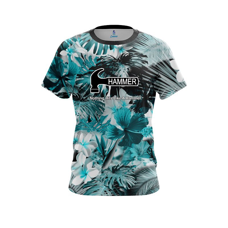 Hammer Aqua Tropical Leafs Effect CoolWick Bowling Jersey