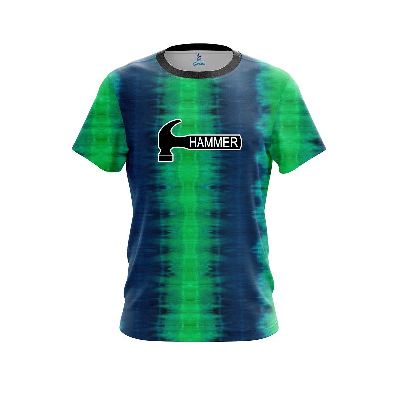 Hammer Blue And Green Tie Dye CoolWick Bowling Jersey