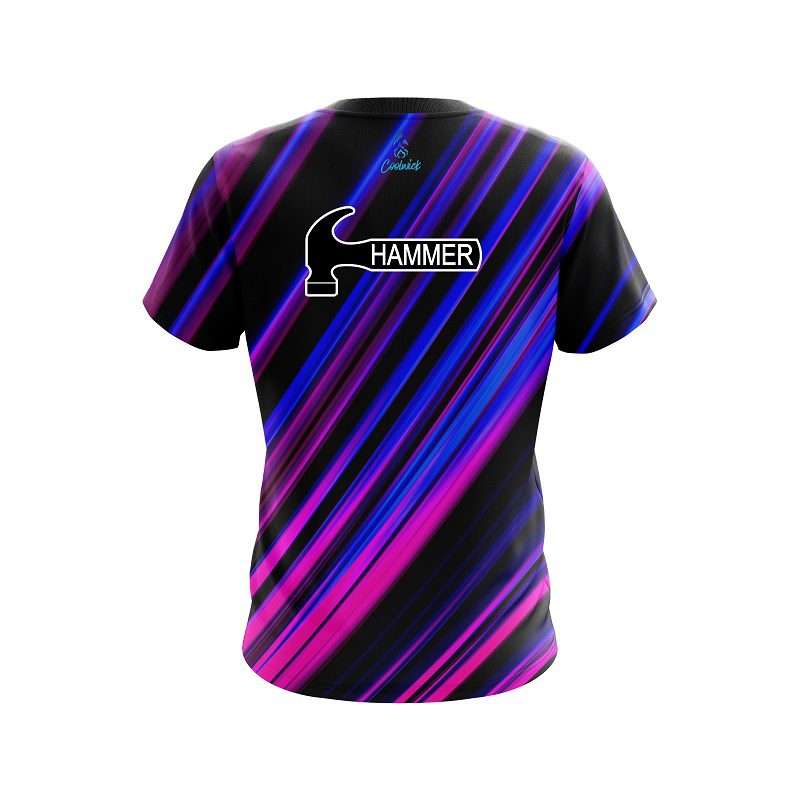Hammer Blue And Pink Digital Stripe CoolWick Bowling Jersey - Image 2