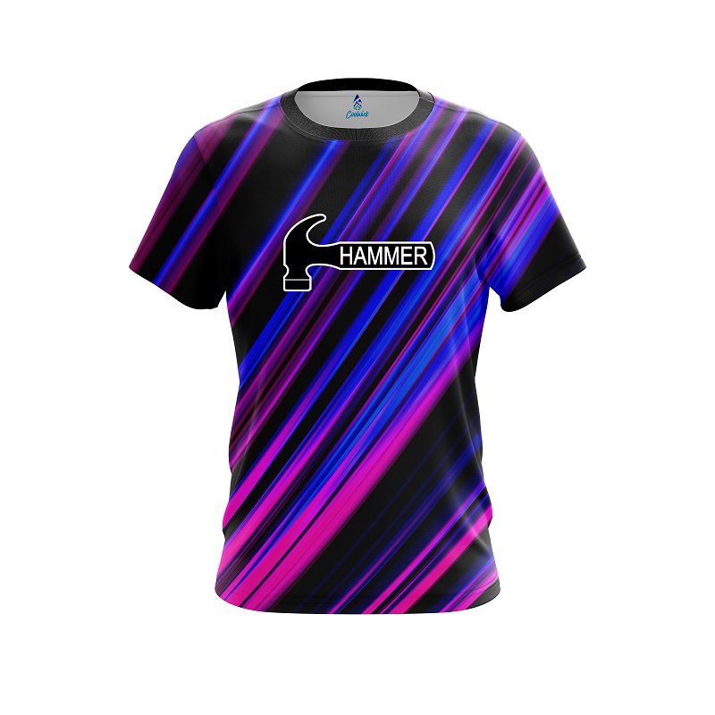 Hammer Blue And Pink Digital Stripe CoolWick Bowling Jersey