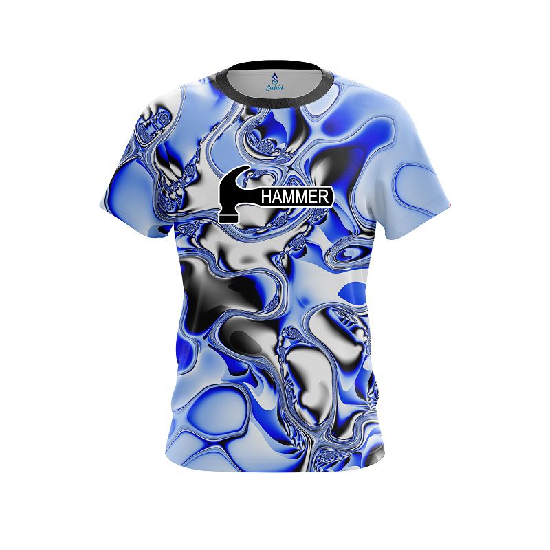 Hammer Blue And White Liquid Canvas CoolWick Bowling Jersey