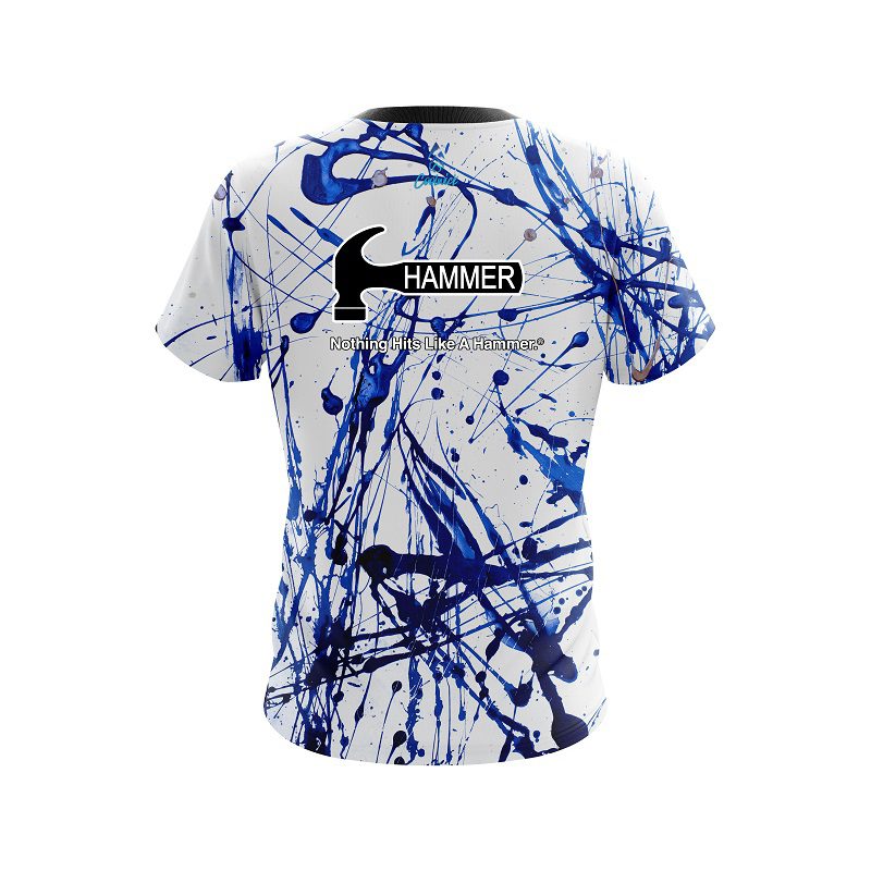 Hammer Blue Paint Splash CoolWick Bowling Jersey - Image 2