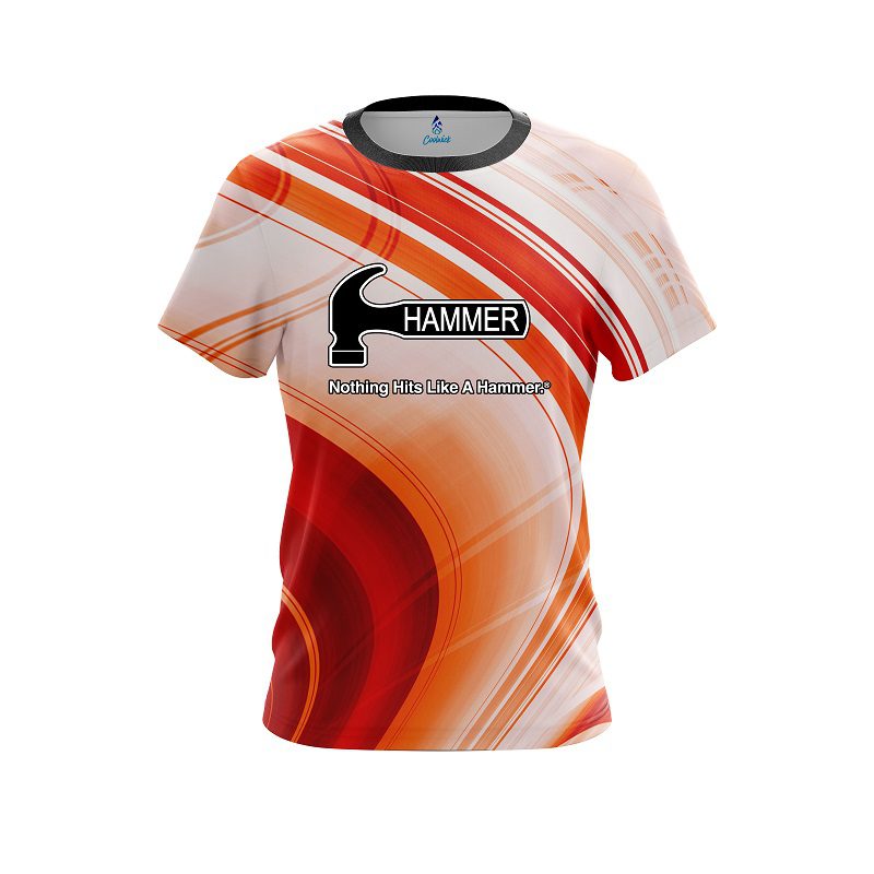 Hammer Curvy Orange Pattern CoolWick Bowling Jersey