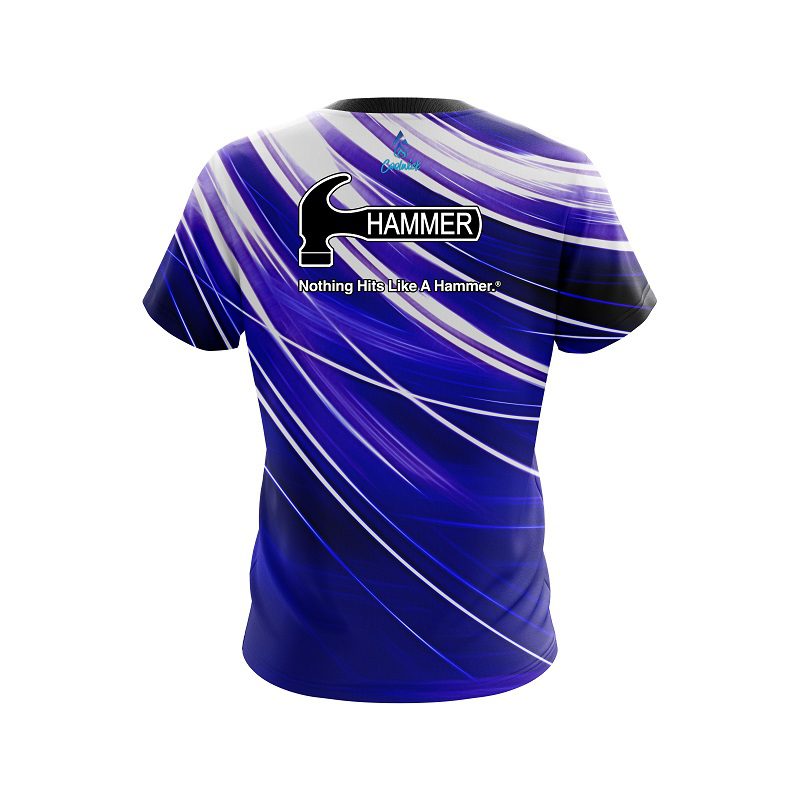 Hammer Deep Blue Stripes CoolWick Bowling Jersey - Image 2