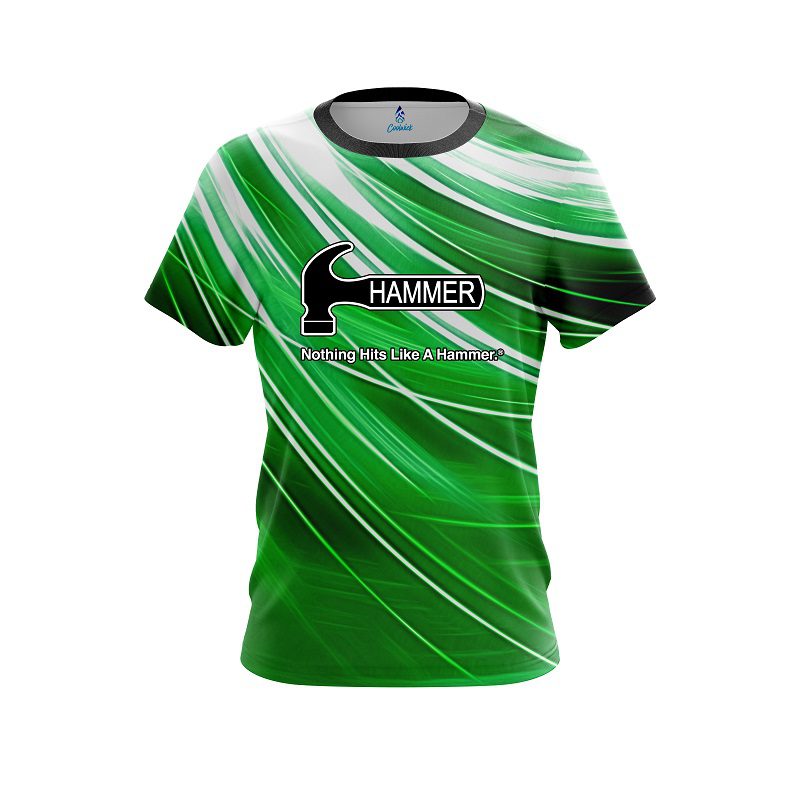 Hammer Deep Green Stripes CoolWick Bowling Jersey