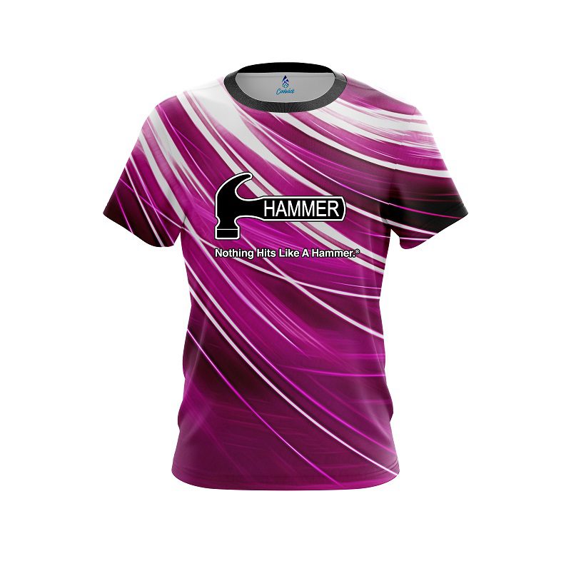 Hammer Deep Pink Stripes CoolWick Bowling Jersey