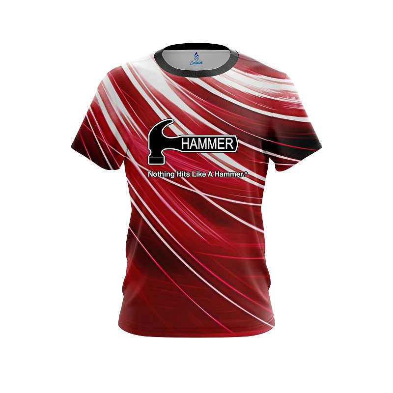 Hammer Deep Red Stripes CoolWick Bowling Jersey