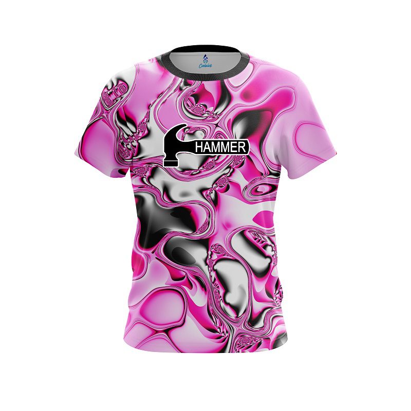 Hammer Pink And White Liquid Canvas CoolWick Bowling Jersey
