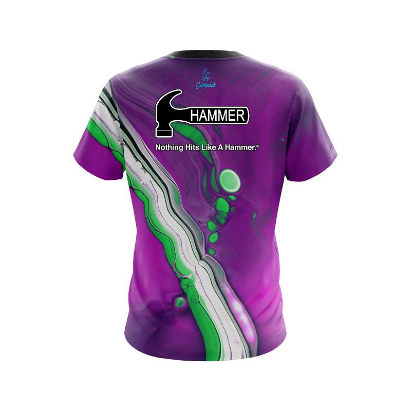 Hammer Purple  And Green Liquid CoolWick Bowling Jersey - Image 2