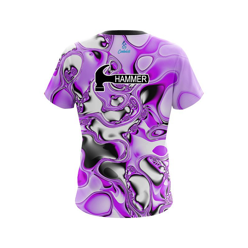 Hammer Purple And White Liquid Canvas CoolWick Bowling Jersey - Image 2