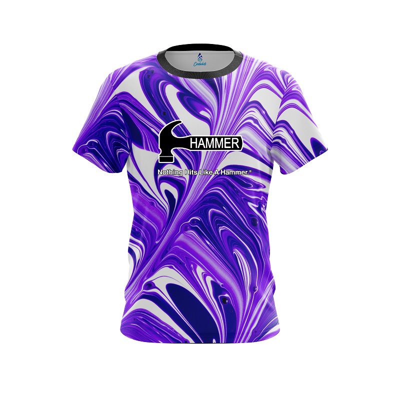 Hammer Purple And White Liquid Swirls CoolWick Bowling Jersey