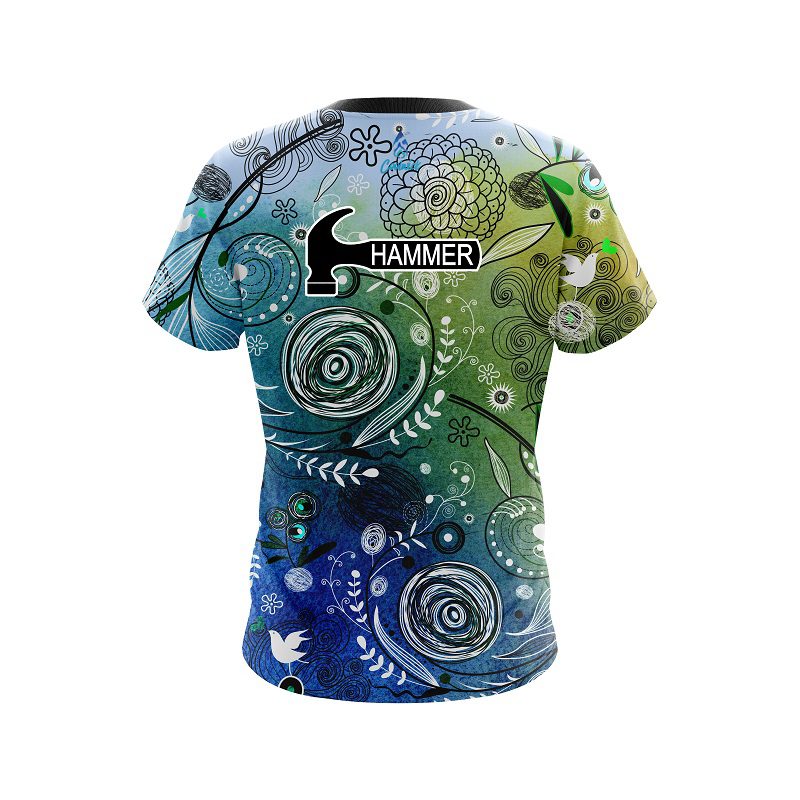 Hammer Watercolor Floral Art CoolWick Bowling Jersey - Image 2