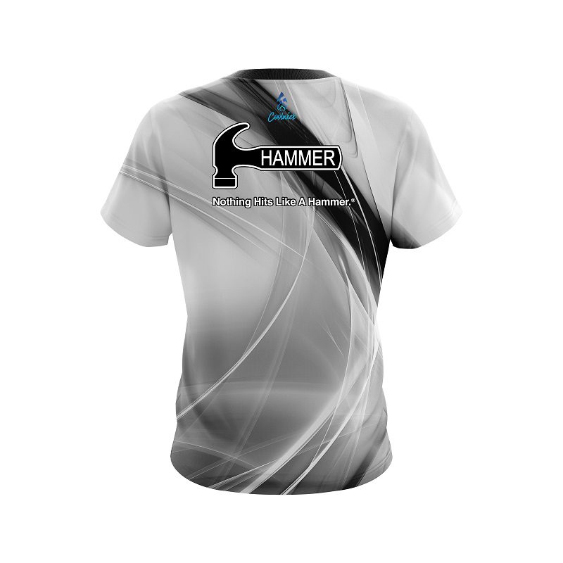 Hammer Wavy Black And White Swirl CoolWick Bowling Jersey - Image 2