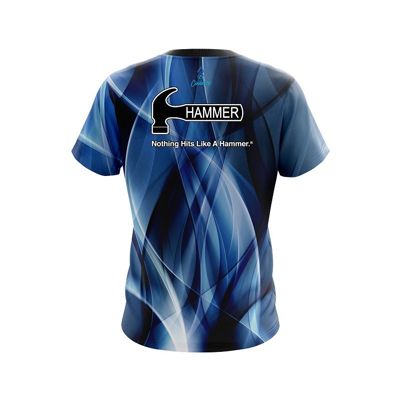 Hammer Wavy Blue Swirl  CoolWick Bowling Jersey - Image 2