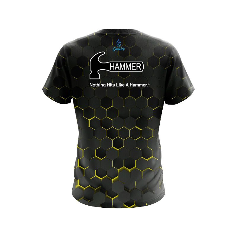 Hammer Yellow Honeycomb Fusion CoolWick Bowling Jersey - Image 2