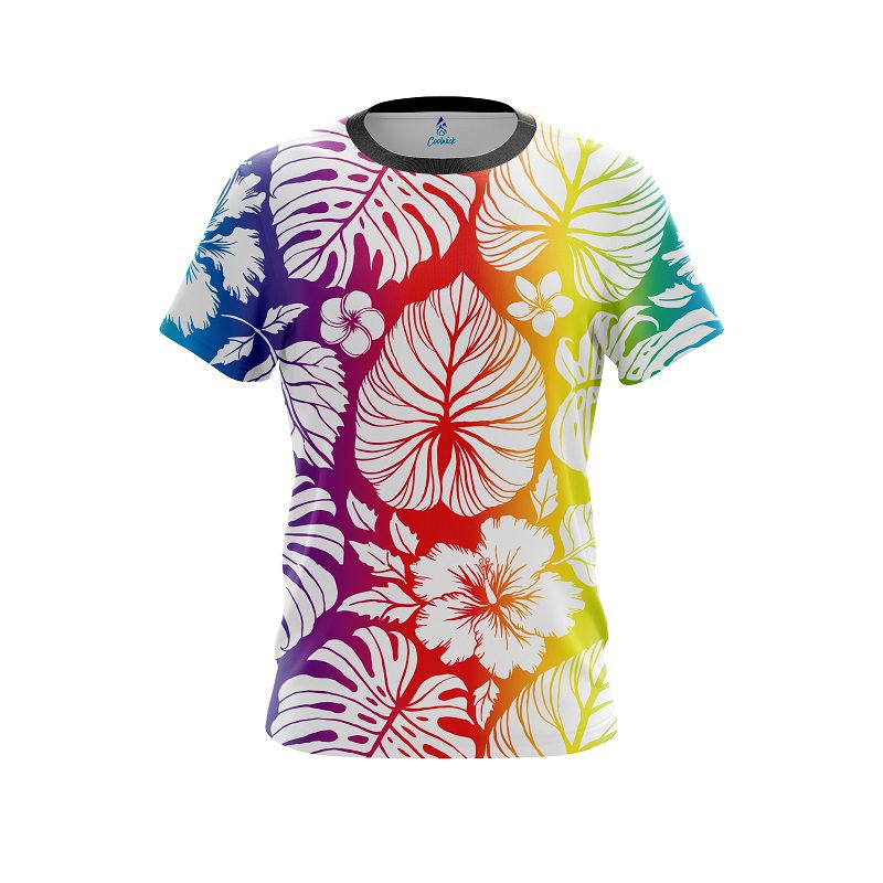 Plain Hawaiian Tropical Leafs CoolWick Bowling Jersey