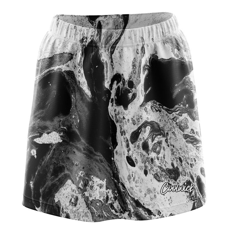Marble Black White CoolWick Bowling Skort