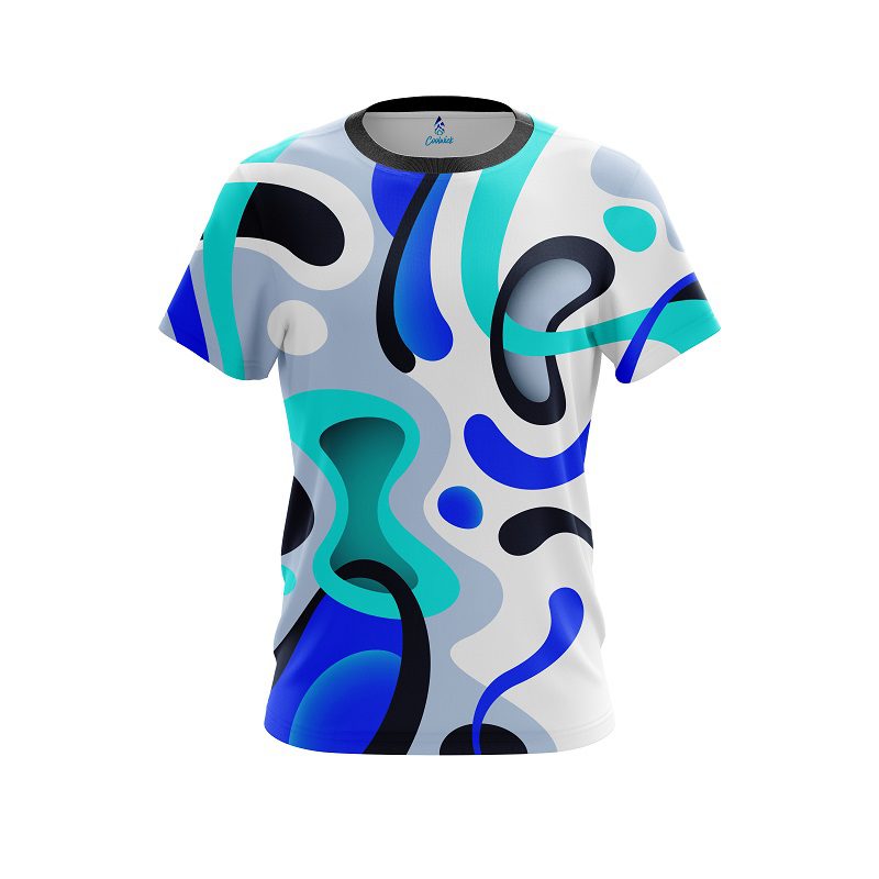 Plain Modern Art Blue CoolWick Bowling Jersey