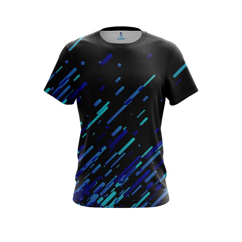 Plain Modern Blue Stripe CoolWick Bowling Jersey